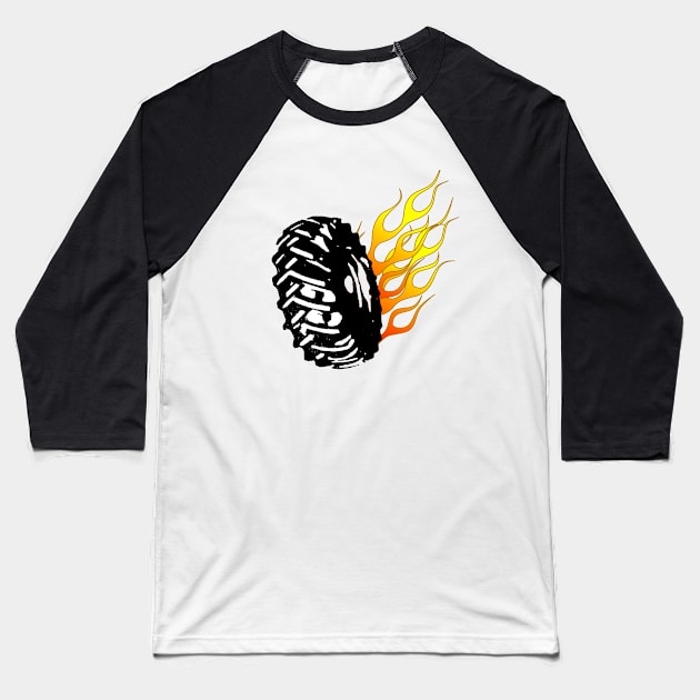 Car tire on fire Baseball T-Shirt by TeeProDesigns